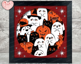 Boo Shadow Box SVG, Svg For Cricut Projects, 3D Layered SVG, Boo Halloween 3D Shadow Box Svg, Paper Cut Light Box 2