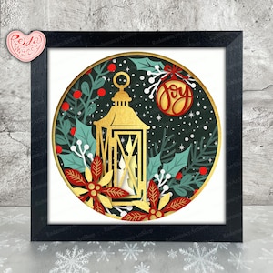 Christmas Candles Shadow Box SVG, Svg For Cricut Projects, 3D Layered SVG, Christmas Lantern 3D Shadow Box Svg, Paper Cut Light Box