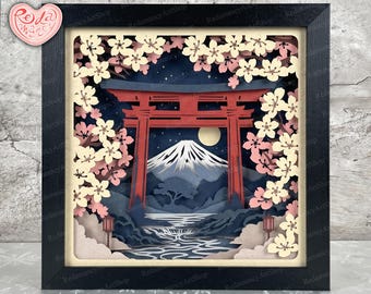 Torri Gate Shadow Box SVG, Svg For Cricut Projects, 3D Layered SVG, Torri Gate 3D Shadow Box Svg, Paper Cut Light Box