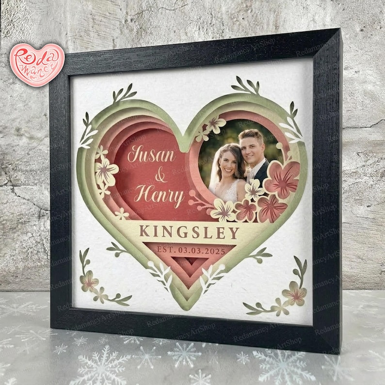 Personalized Wedding Heart Shadow Box SVG , Svg for Cricut Projects, 3D ...