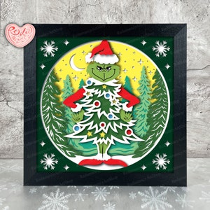 Joyeux Noël Shadow Box SVG, Svg pour projets Cricut, SVG en couches 3D, Noël 3D Shadow Box Svg, caisson lumineux en papier découpé 1