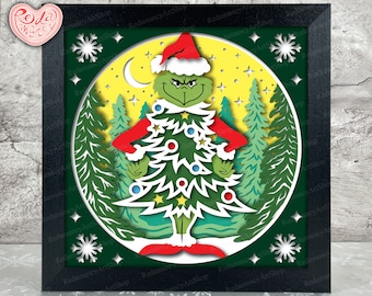 Merry Christmas Shadow Box SVG, Svg For Cricut Projects, 3D Layered SVG, Christmas 3D Shadow Box Svg, Paper Cut Light Box 1