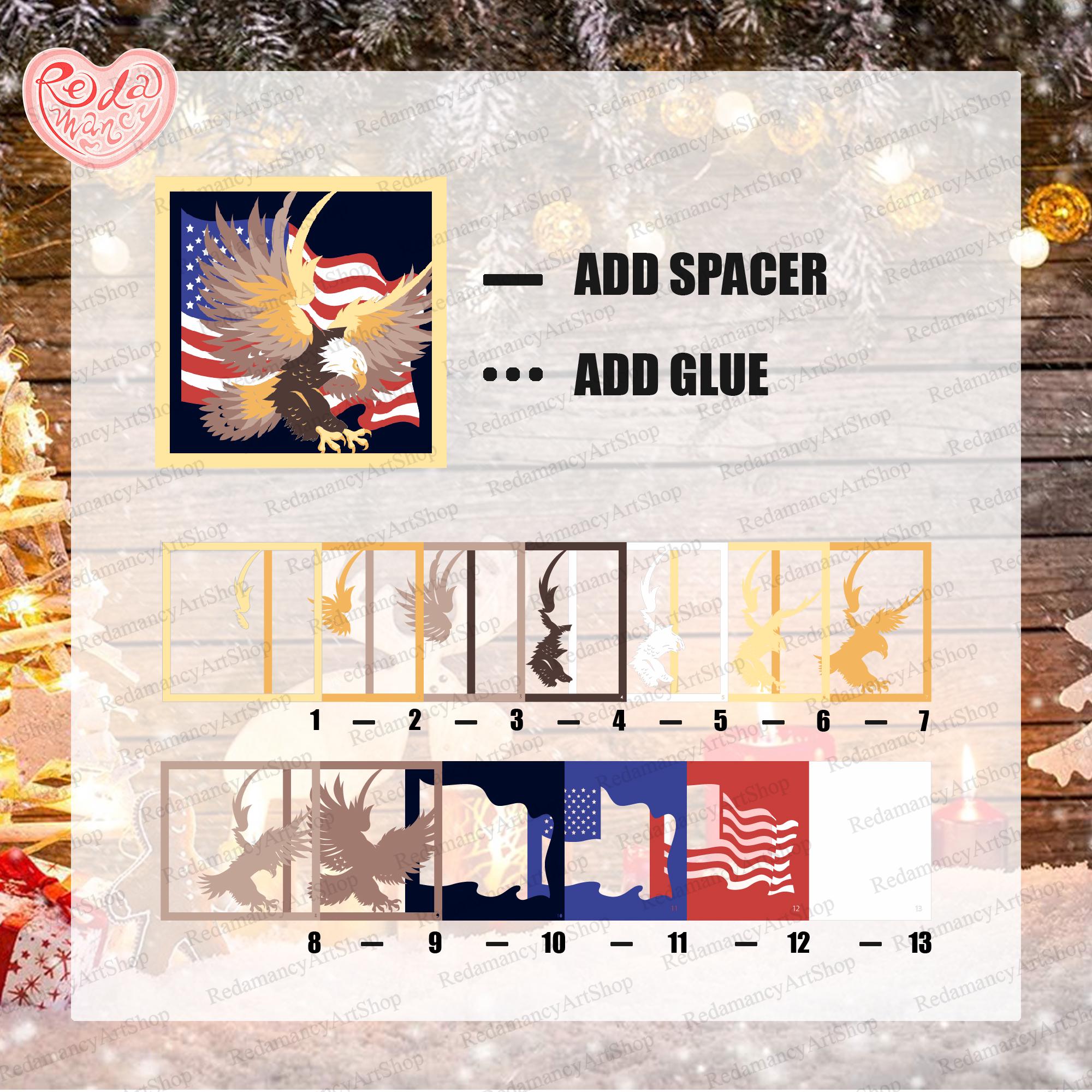 American Eagle Box SVG, Svg for Cricut Projects, 3D Layered SVG, Eagle ...