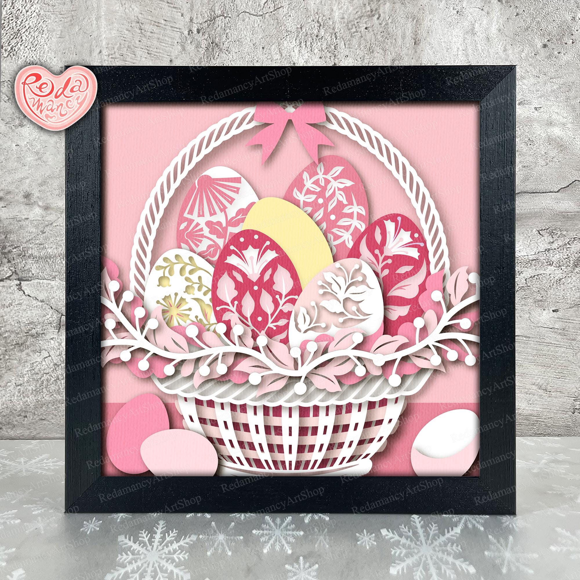 Easter Egg Basket Shadow Box SVG, Svg for Cricut Projects, 3D Layered ...