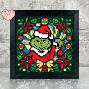 Merry Christmas Shadow Box SVG, Svg per progetti Cricut, SVG a strati 3D, Christmas 3D Shadow Box Svg, Paper Cut Light Box 2