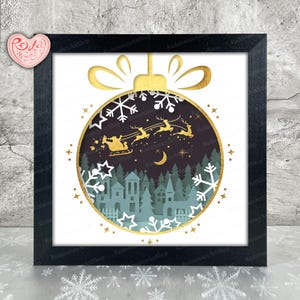 Sneeuwbal Shadow Box SVG, Svg voor Cricut-projecten, 3D gelaagde SVG, kerst 3D Shadow Box Svg, papier gesneden lichtbak