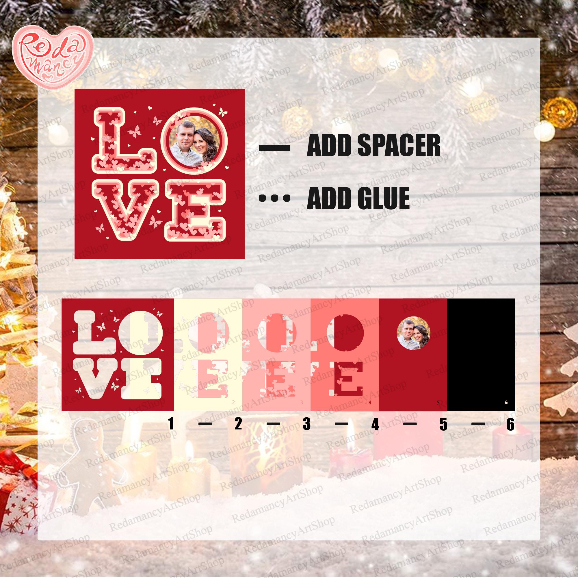 Personalized Love Shadow Box SVG, Svg for Cricut Projects, 3D Layered ...