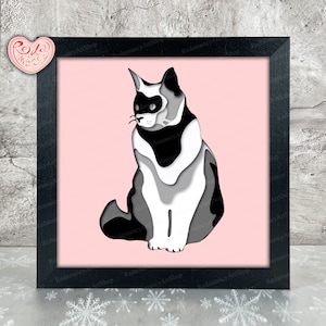 Chat Shadow Box SVG, Svg pour projets Cricut, SVG en couches 3D, chat 3D Shadow Box Svg, caisson lumineux en papier découpé