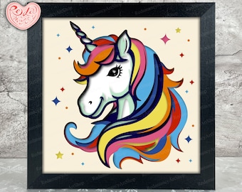 Unicorn Shadow Box SVG, Svg For Cricut Projects, 3D Layered SVG, Unicorn 3D Shadow Box Svg, Paper Cut Light Box 2