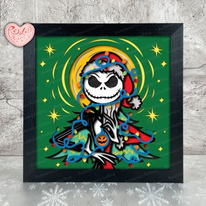 L'Étrange Noël de l'Étrange Noël SVG, Svg pour projets Cricut, SVG en couches 3D, Halloween 3D Shadow Box Svg, boîte lumineuse 5 en papier découpé