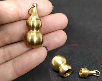 Brass Gourd Pendant Irregular Jar Keychain Hanging Necklace Jewelry Waterproof Pill Box Medicine Case Container Bottle Keychains Charms