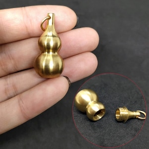 Messing Kürbis Anhänger unregelmäßige Glas Schlüsselbund hängen Halskette Schmuck wasserdicht Pill Box Medizin Fall Container Flasche Schlüsselanhänger Charme