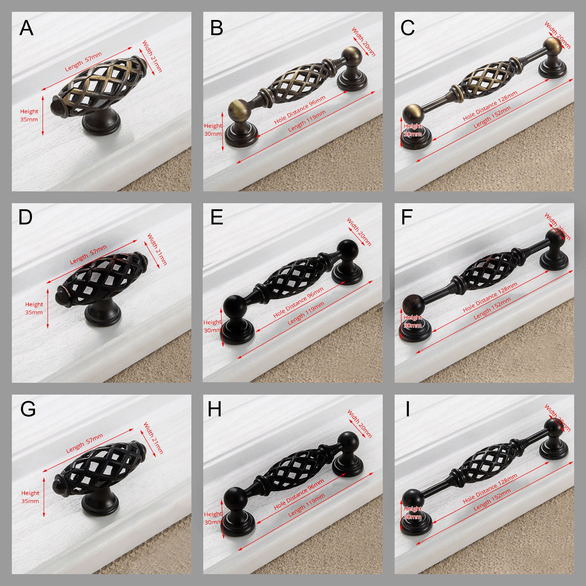 Bronze Vintage Antique Cabinet Handles Hollow Out Birdcage - Etsy Australia