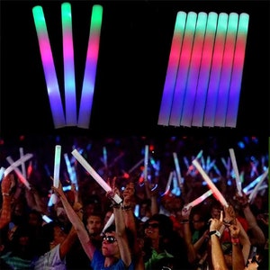 Free Customizable Led Glow Sticks 12/15/30/60/120Pcs Bulk Colorful LED Glow Sticks LED Glow Foam Stick Cheer Tube Dark Light Birthday Gifts