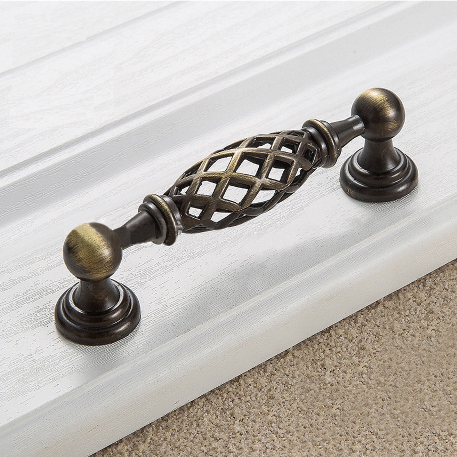 Bronze Vintage Antique Cabinet Handles Hollow Out Birdcage - Etsy