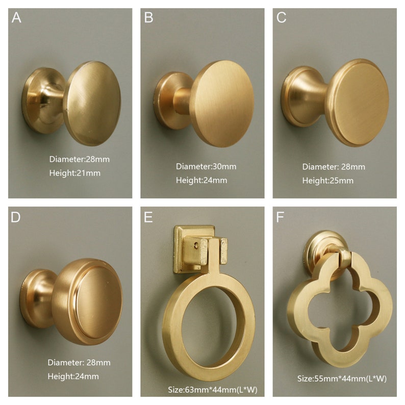Knobs and Pulls Furniture Door Handles and Knob Brushed Brass Etsy