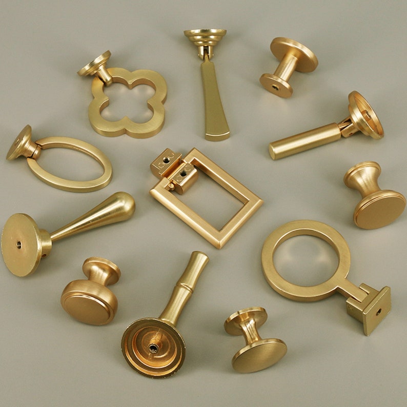 Knobs and Pulls Furniture Door Handles and Knob Brushed Brass Etsy