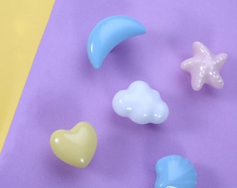 Ceramic Cabinet Knobs: Moon, Star, Cloud, Heart - Kids Room Decor