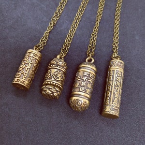 Pure Brass Spoon Jar Accessories Pendants Locket Sanskrit Mantra Embossed Necklace Urn necklace Charm Memorial Jewelry For Her
