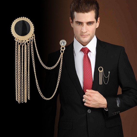 Buy Okos Gold Plated Men'S Jewellery Indo Western Royal Sword Brooch With  Dangling Chain And Artificial Pearl For Boys And Men Sp10002017 at Amazon.in