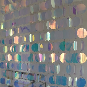 Iridescent Sequin Curtain: PVC Festival Decor, 5 Strips (120cm Long)