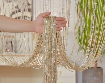 Crystal Beaded String Curtain Home Decor Tassel Fringe Door Curtain for Bedroom White Salon and Sheer Wedding Decoration W-1 TO L-2Meter