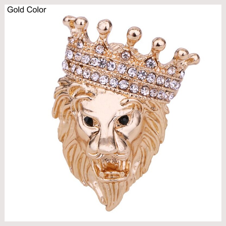 Gold Buy Voxon Crystal Crown Hanging Chain Brooch Suit Pin,Vintage