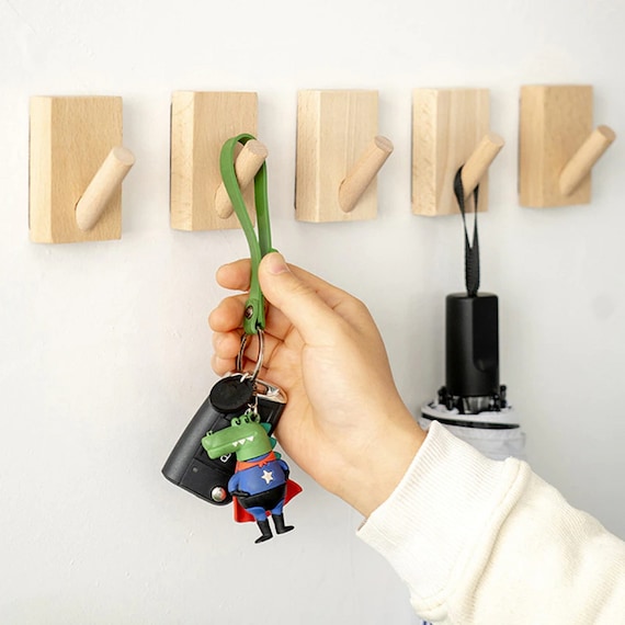 Self Adhesive Wood Hooks Punching-free Wall Decor Storage Hook