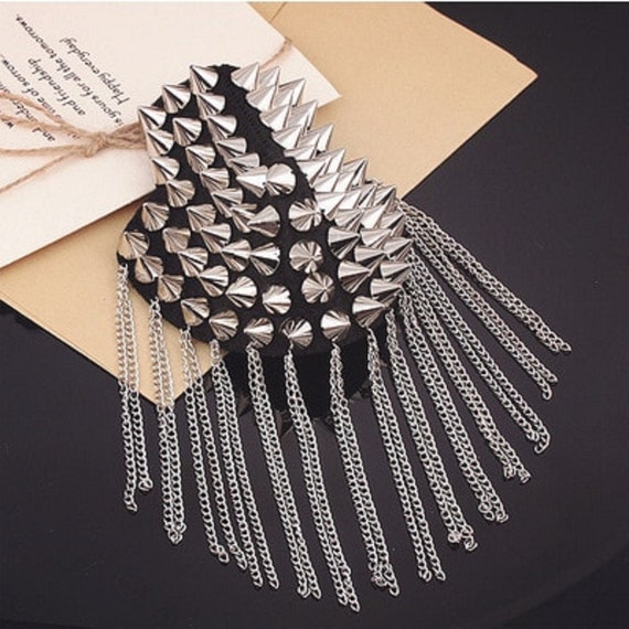 1 Pair Jacket Vintage Brooch Accessories Club Tassel Chain Epaulette Rivet Shoulder Badges Pin Style Fashion Evening Party Shoulders Brooch Etsy Canada