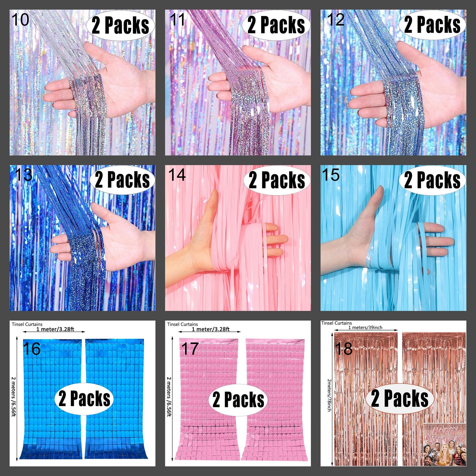 CXZJG 2x Karneval Vorhang Lametta - Selbstklebend 1x2,5m - Metallic Folie Party Deko