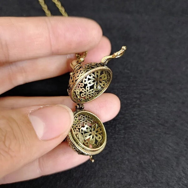 Médaillon à boule creuse en laiton vintage, pendentif, parfum, aromathérapie, diffuseur d'huiles essentielles, collier à faire soi-même, porte-clés, ornements, accessoires pour l'artisanat