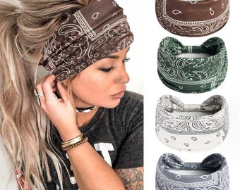 Boho Knot Turbans Yoga Elastic Head Wrap Women Headband Wide Hairbands Headwear Floral Bandanas Fashion Hair Band Accessories For Women