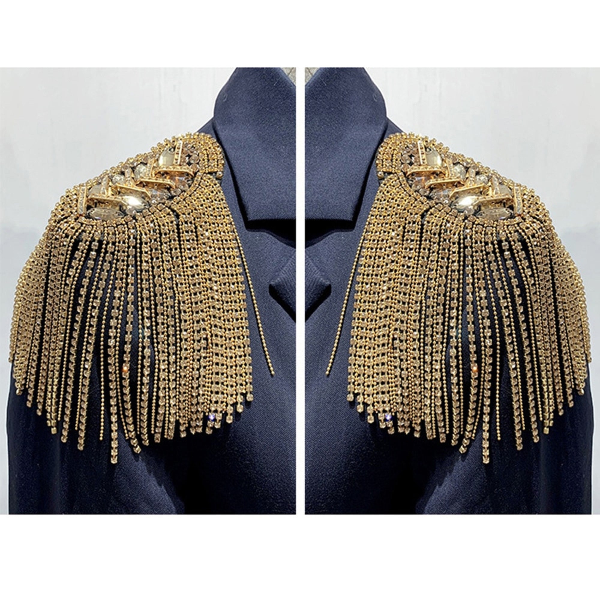 1 Pieza Hombrera Decorativa Joyería Borla Con Rhinestones Epaulettes  Doradas Accesorios Para Ropa Broche De Hombrera Para Traje Formal De Hombre, Moda de Mujer