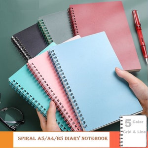 A5/A4/B5 Bobina Espiral Diario Cuaderno Cuadrícula Papel Diario Semanal Planificador Agenda Bloc de notas Escuela Oficina Suministros Papelería Viaje Oficina Diario