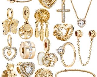 s925 Vergoldet Charms Bead Fit Original Echt Charms Silber 925 Perlen Armband für Frauen Diy Modeschmuck