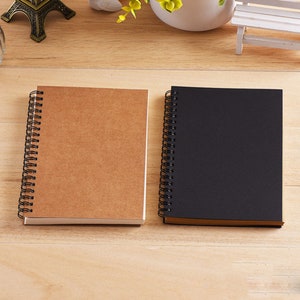 Tamanho a5 e a6 100 páginas caderno espiral sketchbook graffiti caderno para material escolar papel kraft capa caderno página em branco