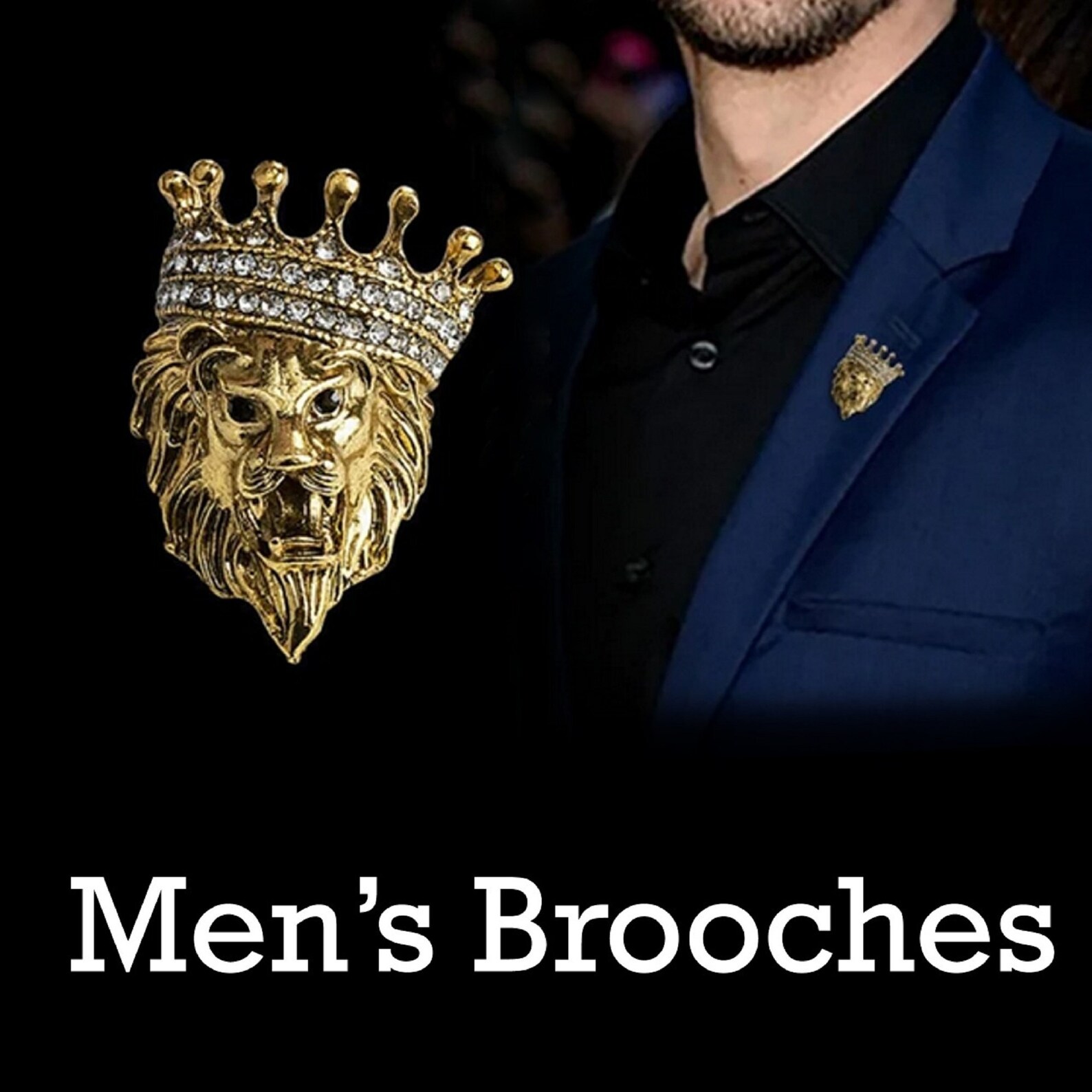 HUJUON Retro Lion Animal Pin Brooch for Men Women. Liberia | Ubuy Fashion Brooch Animal Brooch Pin 3-Piece Retro Lion Men Punk Suit