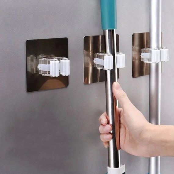 Adhesive Mounted Mop Organizer Rackbrush Broom Hanger Multi Purpose Hooks Wall Holder Hook Kitchen Bathroom Strong Hooks Mobile Cable Hooks Etsy