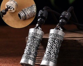 High Quality Brass Vintage Auspicious Cloud Pattern Locket Necklace Lucky Pendant Amulet Small bottles Pendant Charms Jewelry Accessories