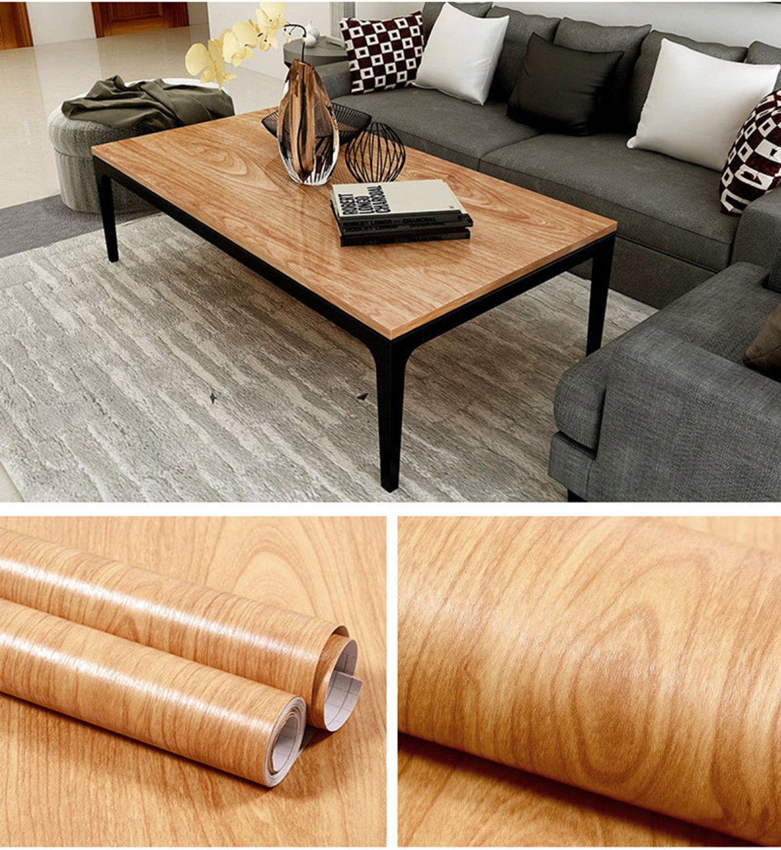 Wood Grain Effect Wallpaper Roll - Vinyl Self-Adhesive Sticker, Furniture Wrap Film, 40/45cm