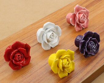 Keramik Knauf Rose: Ländlicher Schrankgriff