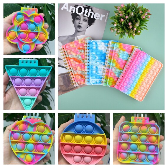 Pop It Fidget Fidget Toy Notebooks Silicone Pop Cover Note Pads