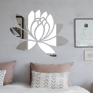 Adesivo specchio 3D Lotus Adesivi per arredamento bagno Adesivi 3D per parete a specchio a figura intera Carta adesiva murale sui grandi petali di fiori di loto per arredamento