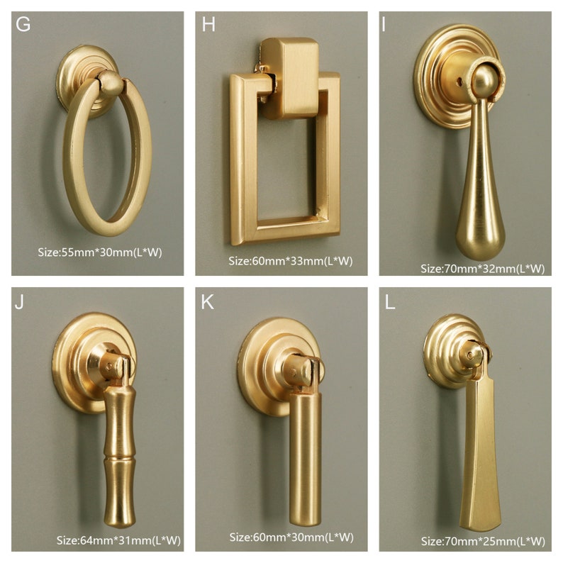 Knobs and Pulls Furniture Door Handles and Knob Brushed Brass Etsy