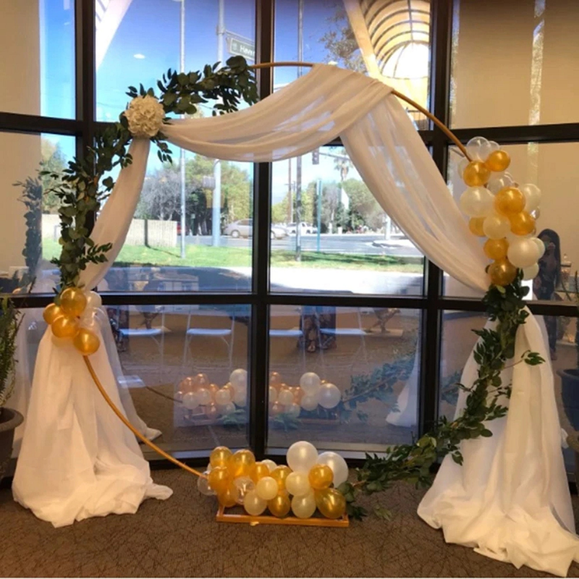 6.6ft Heart Arch Stand For Weddings, Proposals & Parties - Metal Frame With U-Shape Water Bag Base, Easy Assembly, No Tools Needed (Gold)