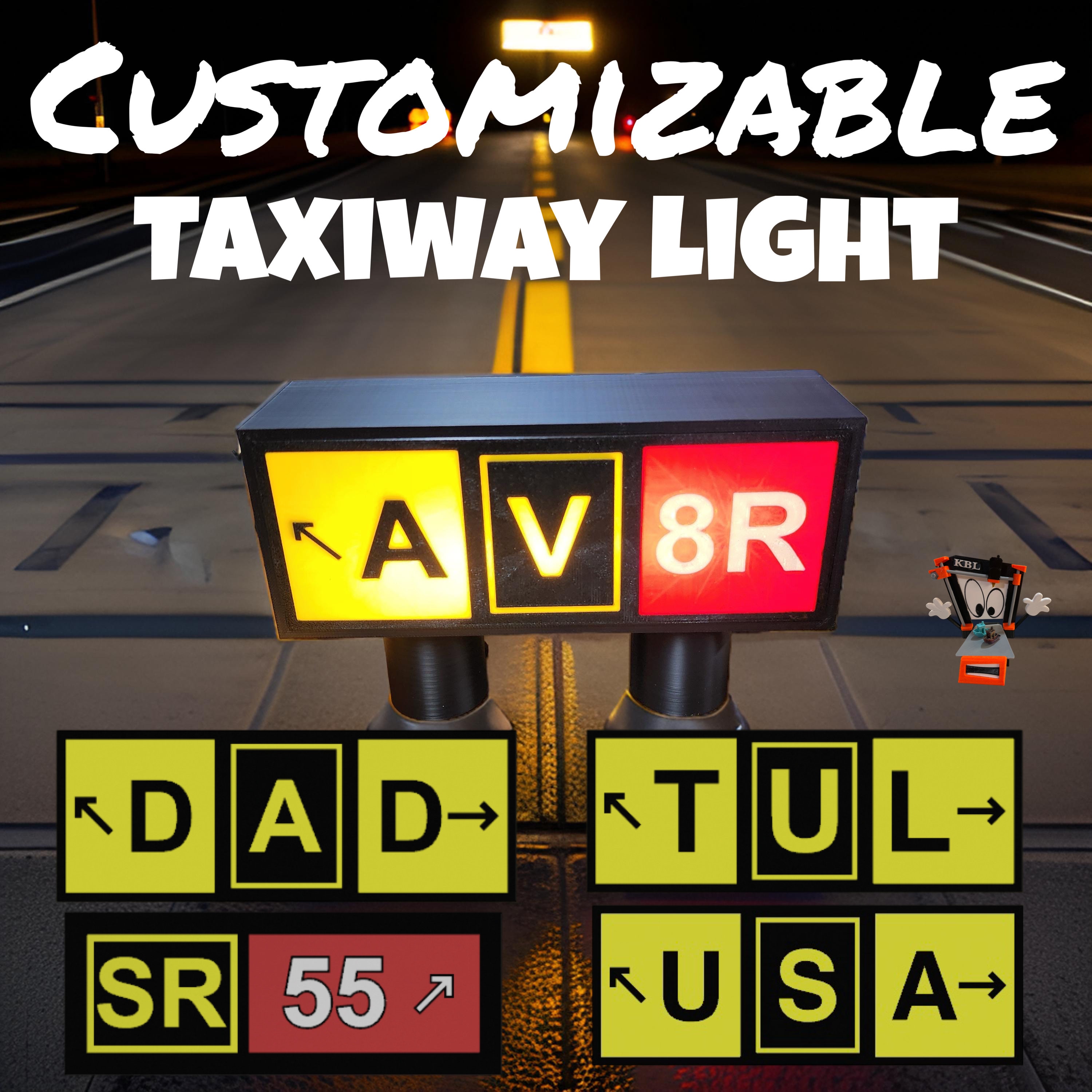 Customizable Taxiway Light with USB-C Power great for pilots, aviators and aviation enthusiasts for desk or wall decor.