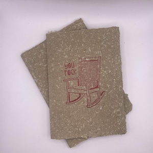 Du Rock! | Grußkarten aus handgeschöpftem Papier | Innen leer, Dankeschön-Karten | 5er-Set | 100% recyceltes Büttenpapier | Geschenke und Notizen