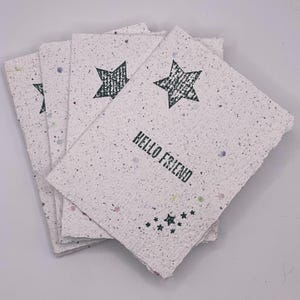 Hallo, Freund | Grußkarten aus handgeschöpftem Papier | Dankeskarten | 5er-Set | 100% recyceltes Büttenpapier | Geschenke und Notizen