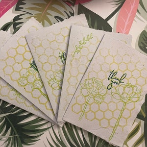 ¿Qué es lo último? / Tarjetas de felicitación de papel hechas a mano / Tarjetas de agradecimiento / Juego de 5 / Papel 100 % reciclado con bordes desbarbados / Regalos y notas