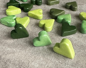Handmade Green Ceramic Hearts